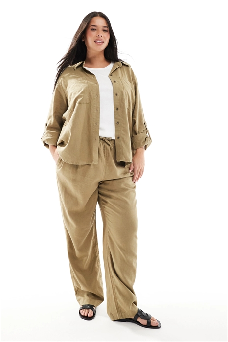 Брюки из смешанного льна, надеваемые через голову co-ord артикул 140661286