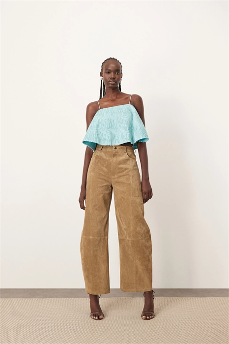 Брюки-бочки из замши с высокой талией от Sydney артикул 140701052