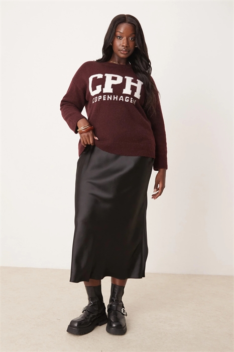 Юбка средней длины из атласа New Look Curve с косой отстрочкой артикул 139251331