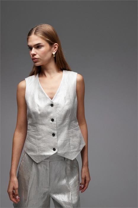 Жилет Averie металлического цвета с приталенным кроем артикул 148032465
