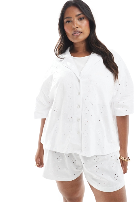 Рубашка ASOS DESIGN Curve с вышивкой из курортной коллекции co-ord артикул 141858230