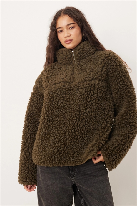 Флисовая кофта с полузастежкой-молнией и высоким ворсом из ткани «борг» артикул 143217790