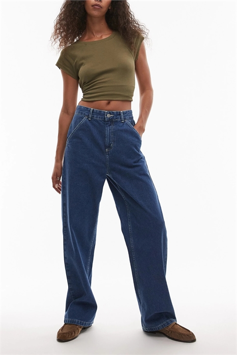 Простые джинсы свободного кроя артикул 148995786