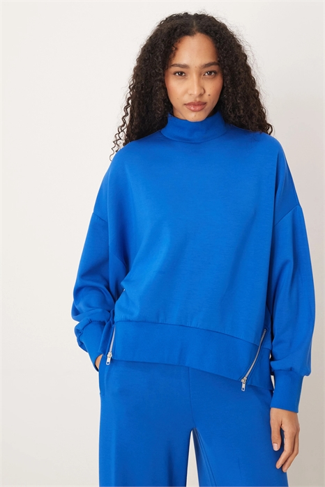 Свитшот из мягкого на ощупь купро с воронкообразным вырезом артикул 148925622