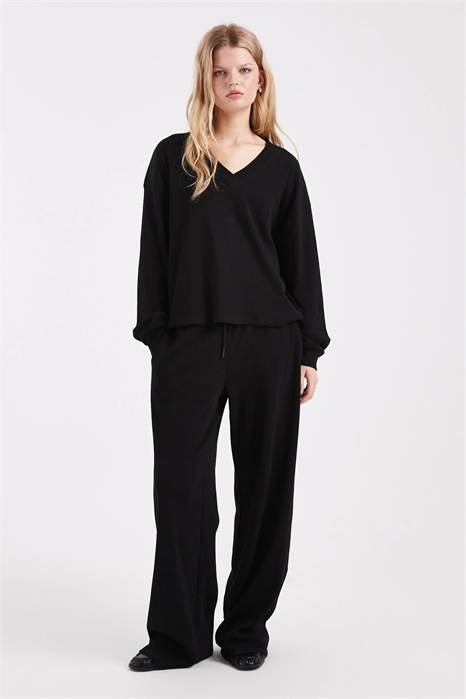 Джоггеры с широкими штанинами и ребристой отделкой co-ord артикул 154083652