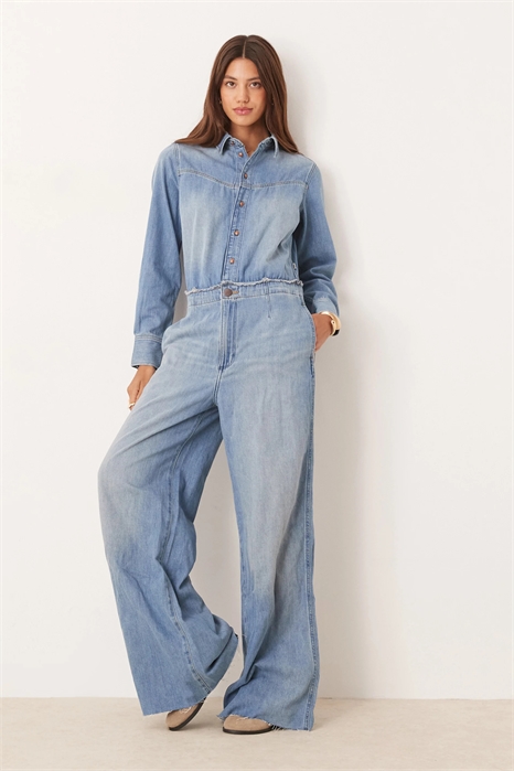 Комбинезон в западном стиле с широкими брючинами и необработанными краями артикул 149100069