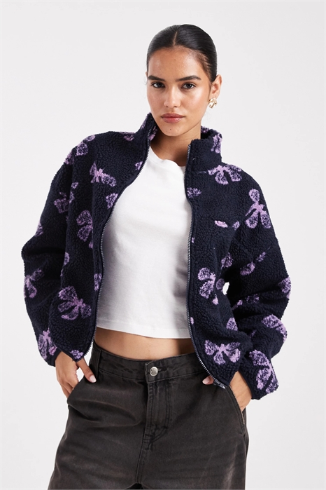 Флисовая кофта с принтом в виде лука и полной застежкой-молнией артикул 147131971