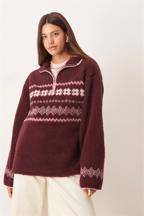 Флисовая кофта Borg с полузастежкой-молнией и вставками в стиле «фэйр-айл» артикул 143244870