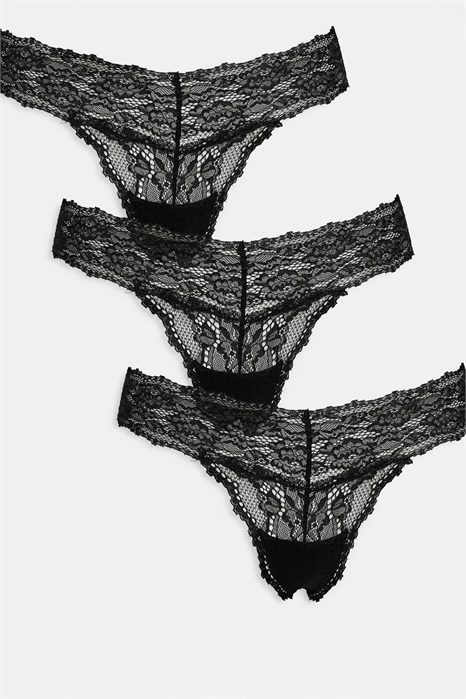 Набор из 3 пар повседневных кружевных стрингов артикул 151054372