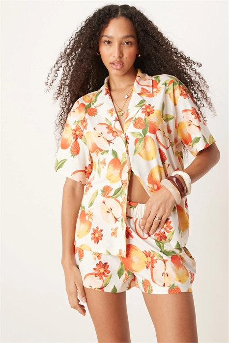 Рубашка с воротником-ревер в стиле «под льняную ткань» co-ord артикул 141638024