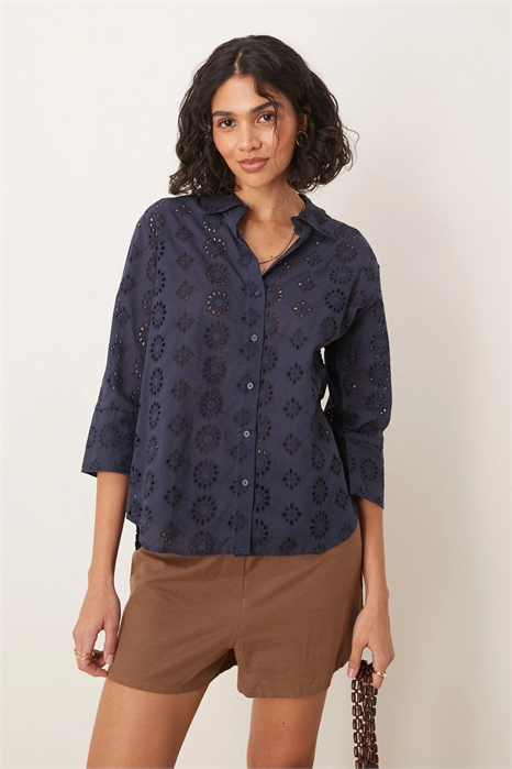 Рубашка с рукавами 3/4 из ткани «пойнтелл» артикул 140199308