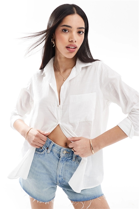 Рубашка свободного кроя с фактурной текстурой артикул 140196371