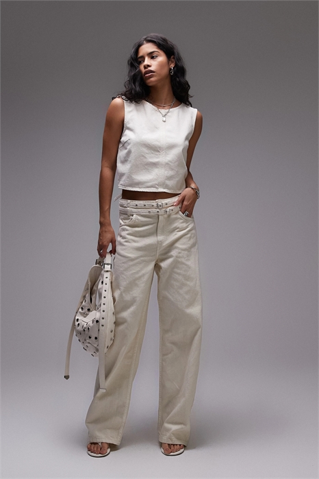 Джинсы с двойным поясом co-ord артикул 148603292