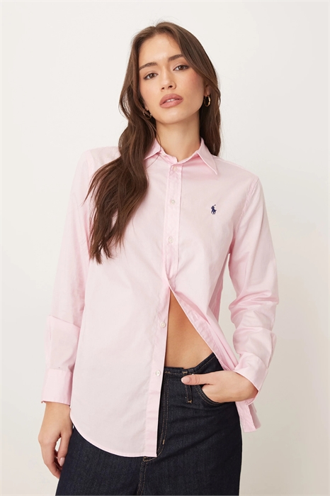 Рубашка из хлопкового твила с логотипом в виде значка и классическим кроем артикул 152897686