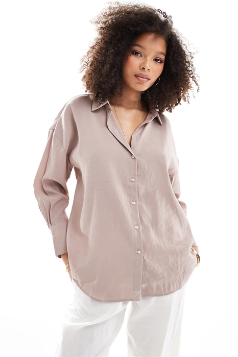 Рубашка свободного кроя с длинными рукавами и фактурной текстурой артикул 136220263