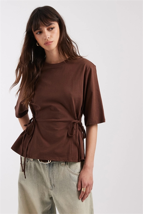 Топ с завязками на талии и короткими рукавами артикул 149518500