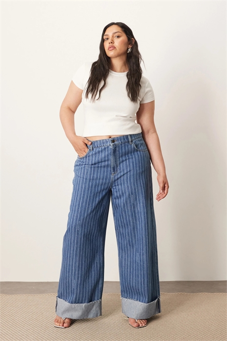 Джинсы Curve Parker из денима с высокой талией, свободного кроя и отворотами артикул 147440341