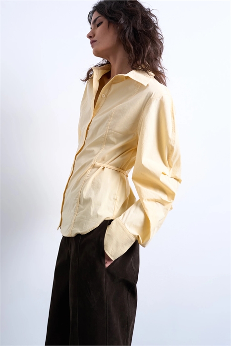 Рубашка с завязками на талии и длинными рукавами артикул 147867860