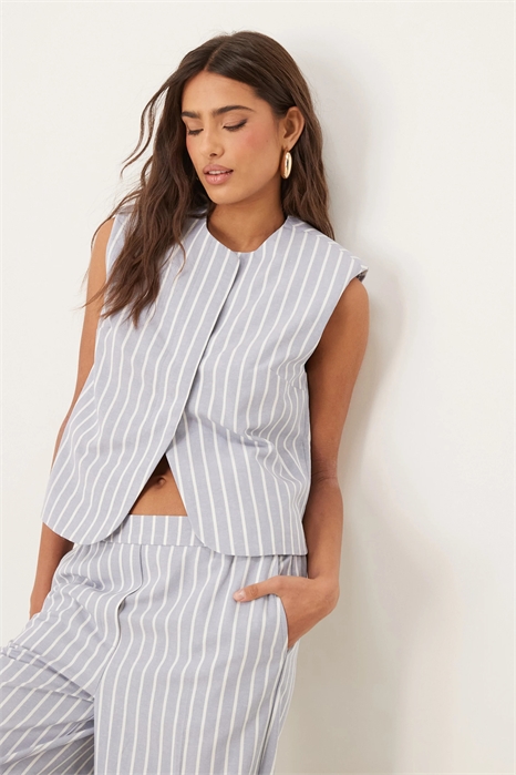 Жилет прямого кроя с вырезом на талии из льна co-ord артикул 140860266