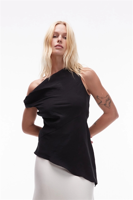 Топ с асимметричным кроем и сверхмягким купровым материалом с витыми элементами артикул 146850291