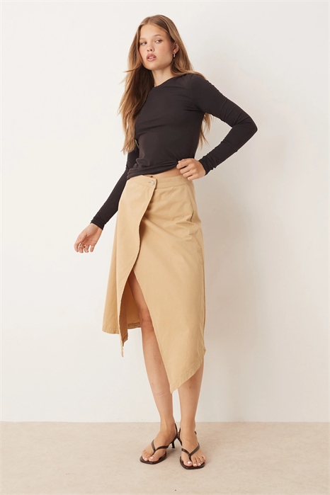 Юбка из хлопкового твила с воланами артикул 150268429