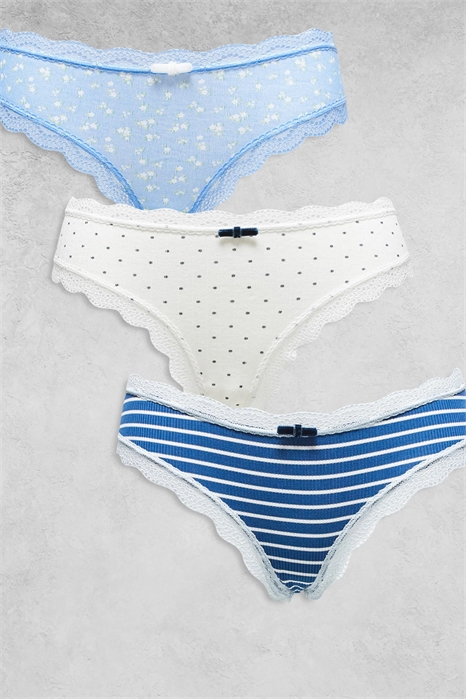 Набор из 3-х бразильских трусиков с кружевной отделкой артикул 149595321