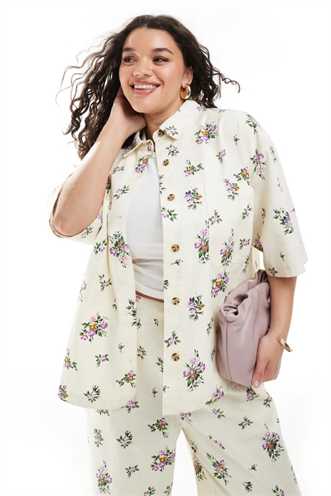 Рубашка с короткими рукавами ASOS DESIGN Curve co-ord артикул 140307644