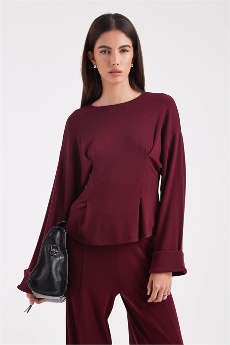 Толстовка из тонкого трикотажа с затягивающейся талией, широкими манжетами и длинными рукавами артикул 150345007