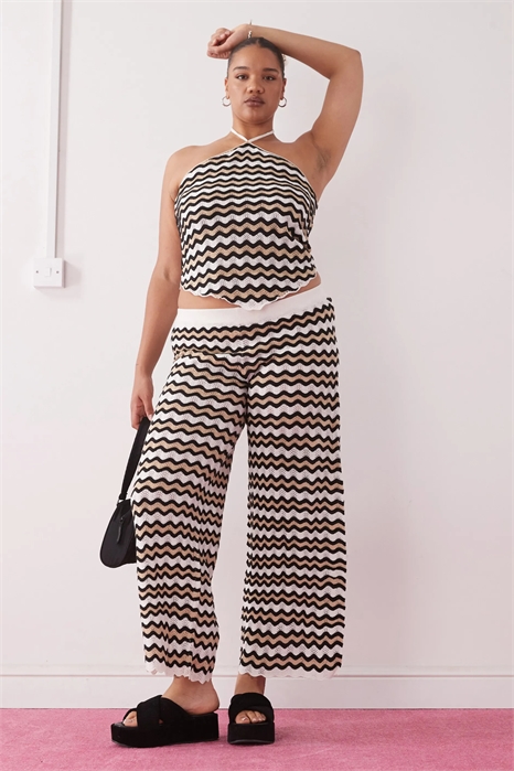 Брюки свободного кроя, связанные крючком co-ord артикул 140396531