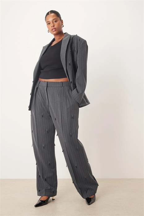 ASOS DESIGN Curve: брюки с широкими брючинами, украшенные декоративными элементами и складками артикул 149318817
