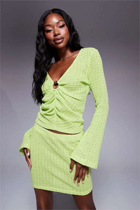 Трикотажный топ с длинными рукавами и металлическими элементами co-ord артикул 143421492