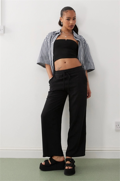 Брюки свободного кроя из смешанного льна артикул 138466556