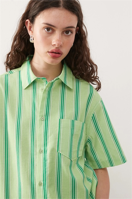 Рубашка в стиле «бокси» из льна артикул 142297705