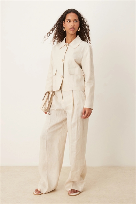 Брюки из льна с широкими брючинами и складкой спереди co-ord артикул 147663274