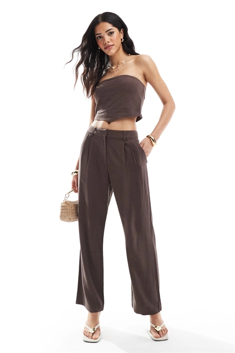 Брюки с широкими брючинами из смешанного льна, скроенные по фигуре co-ord артикул 141102674