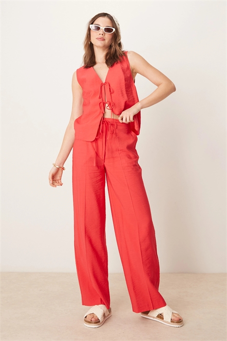 Брюки с прямыми брючинами, имитирующие лен co-ord артикул 140462252