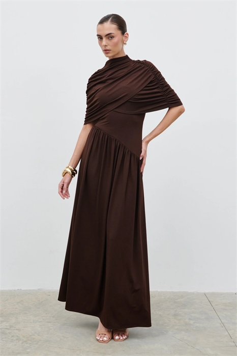 Макси-платье с драпировкой и завязками артикул 153148907