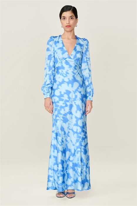 Платье Francoise: атласное платье средней длины с длинными рукавами и цветочным принтом, с открытой спиной артикул 155951712