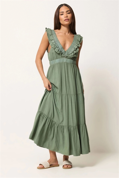 Макси-платье с оборками артикул 156609820