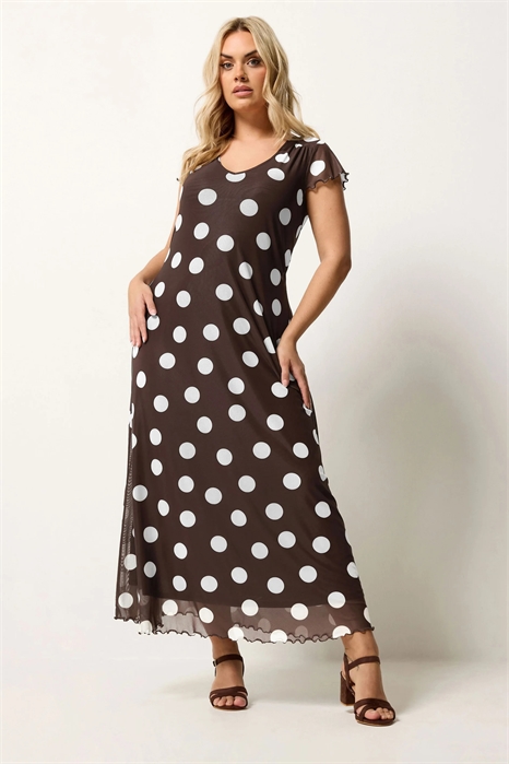 Макси-платье в горошек артикул 156609827