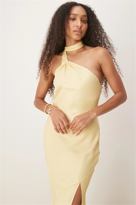 Макси-платье-комбинация с атласным воротником-галстуком артикул 147795362