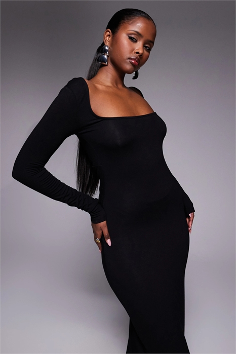 Макси-платье с длинными рукавами, завязкой на спине и квадратным вырезом артикул 153684791