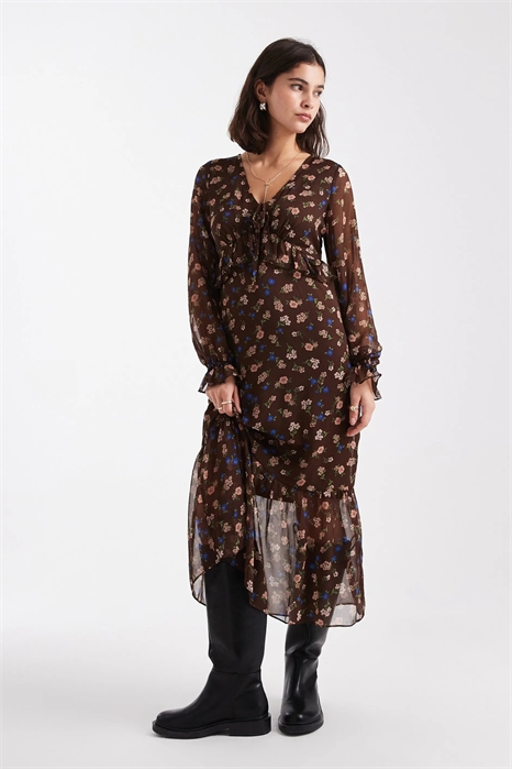 Платье средней длины из шифона с V-образным вырезом артикул 151341192