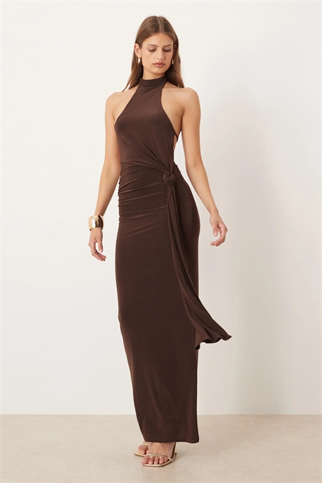 Макси-платье с завязкой спереди и капюшоном артикул 149755153