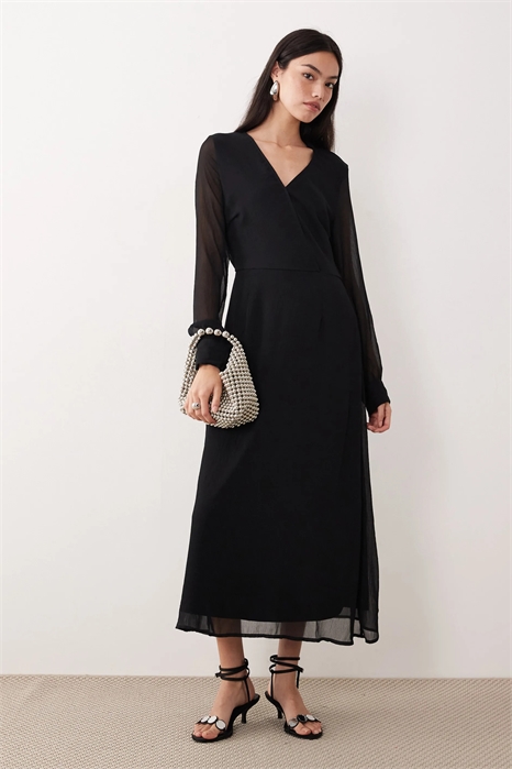 Платье средней длины с длинными рукавами и V-образным вырезом артикул 148080193