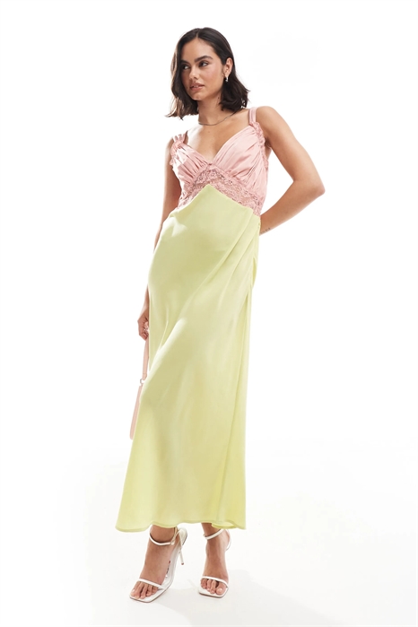 Платье средней длины с кружевной вставкой на груди артикул 136284774