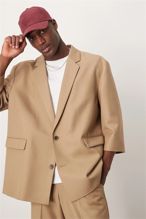 Пиджак свободного кроя с полурукавами из смесовой ткани артикул 138519402