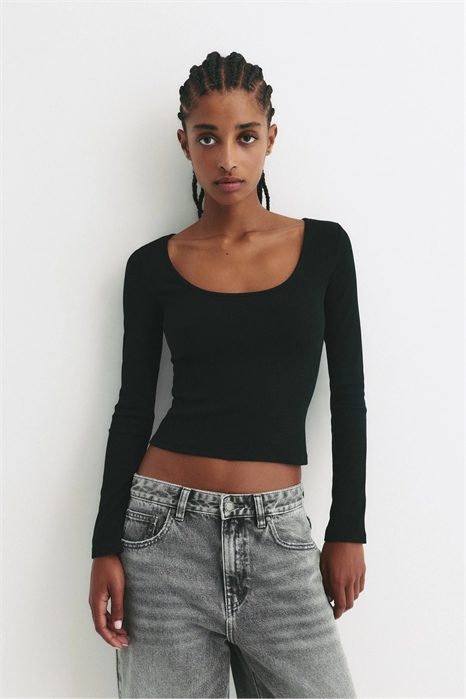 Футболка с длинным рукавом и ребристой текстурой артикул 151713861