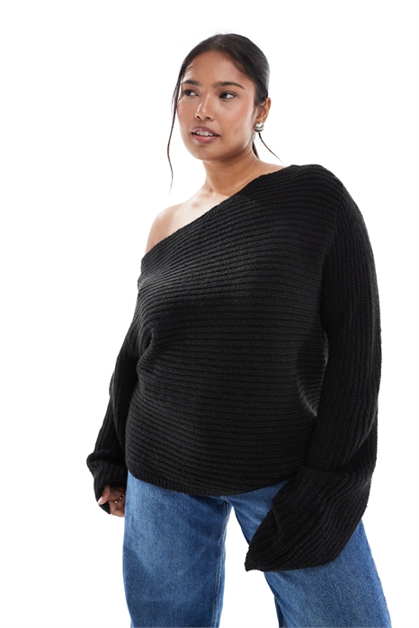 ASOS DESIGN Curve: вязаный свитер свободного кроя с открытыми плечами артикул 142170250