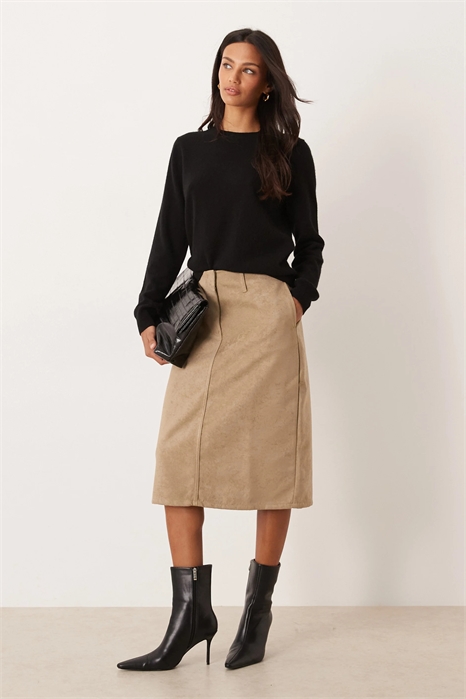 Юбка-карандаш из искусственной замши с аккуратным поясом артикул 153922095